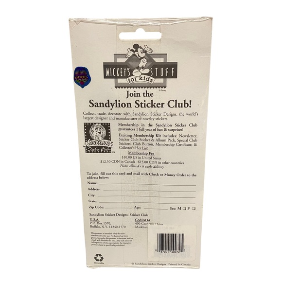 Vintage Sandylion Disney Mickey's Stuff For Kids Party Time Sticker Sheets NEW - Picture 4 of 5